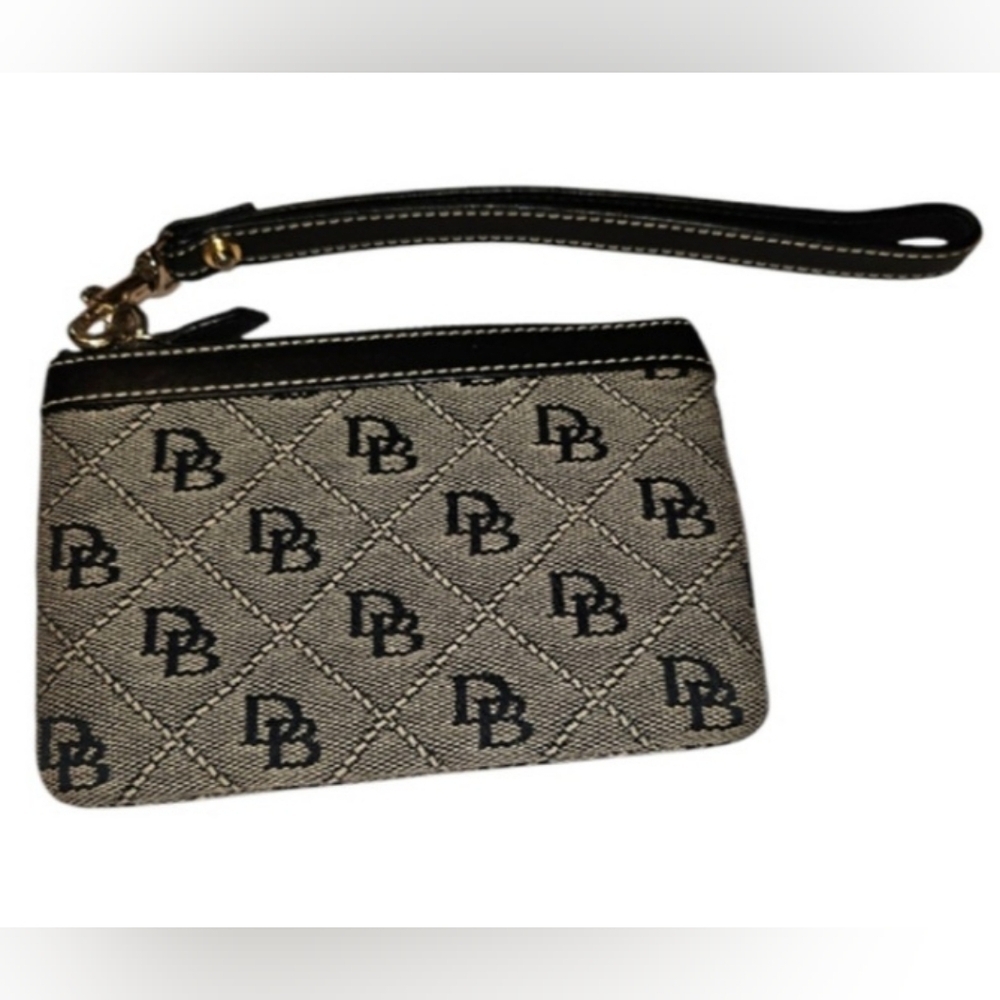 Dooney & Bourke Signature Monogram Canvas Leather interior Wristlet